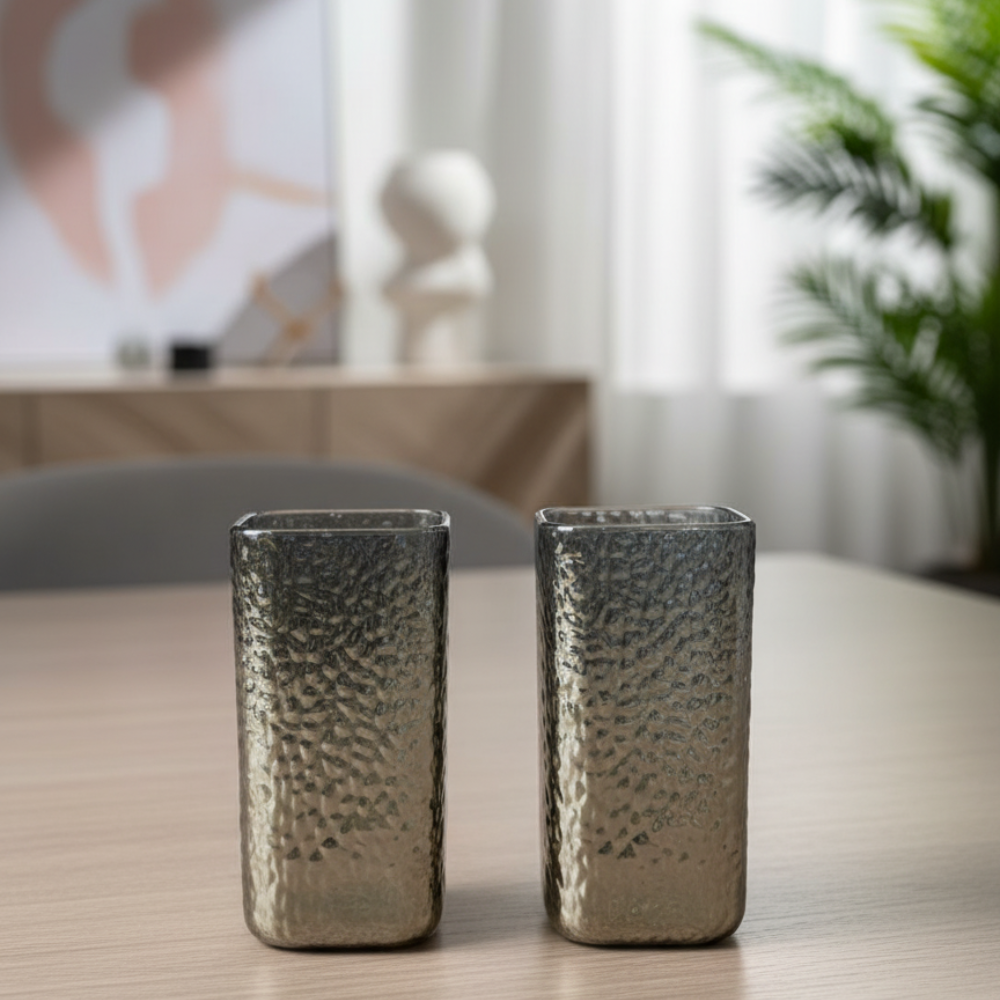 Set x6 vasos square mouth altos grey por mayor - Bazar Mayorista