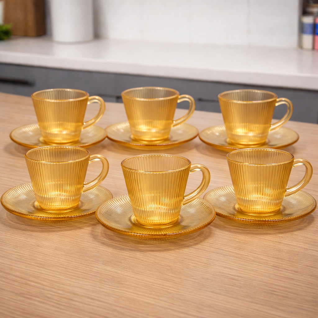 set x 6 tazas de café corner Gold por mayor - Bazar Mayorista