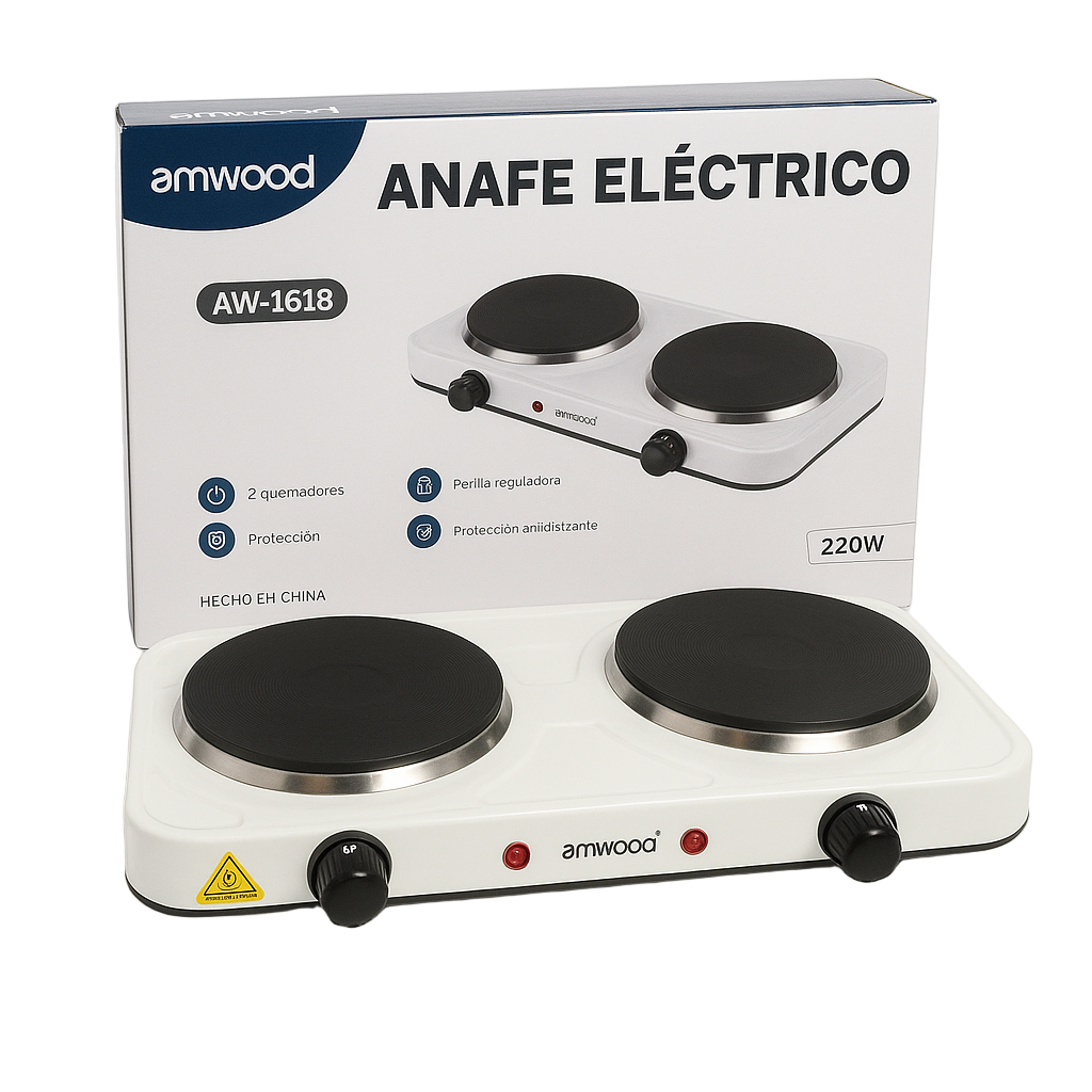 Anafe electrico amwood 2 hornallas por mayor - Bazar Mayorista
