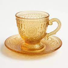 Set tazas cafe flower gold por mayor - Bazar Mayorista