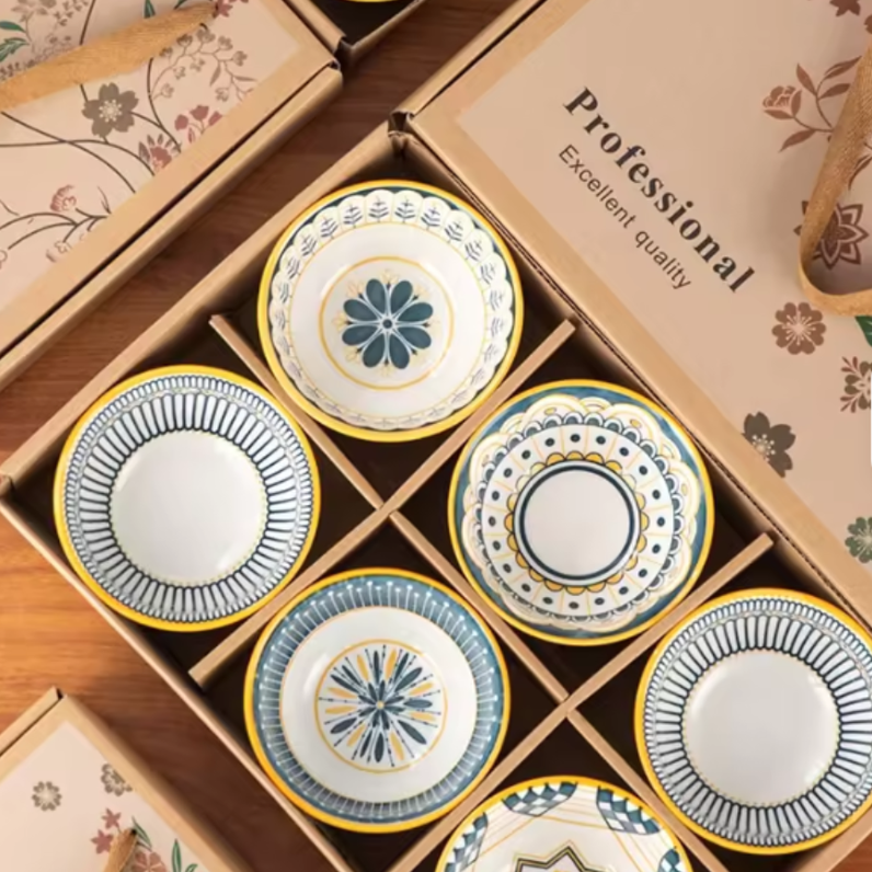 RM45-40 Set de 6 Bowls de Ceramica con Palillos - Floral