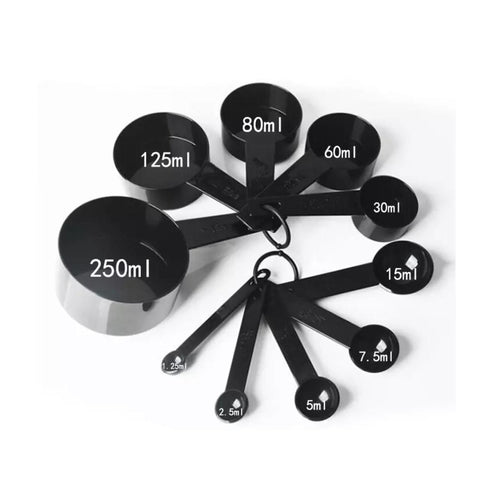 Cucharas medidoras negras, set x10 por mayor - Bazar Mayorista