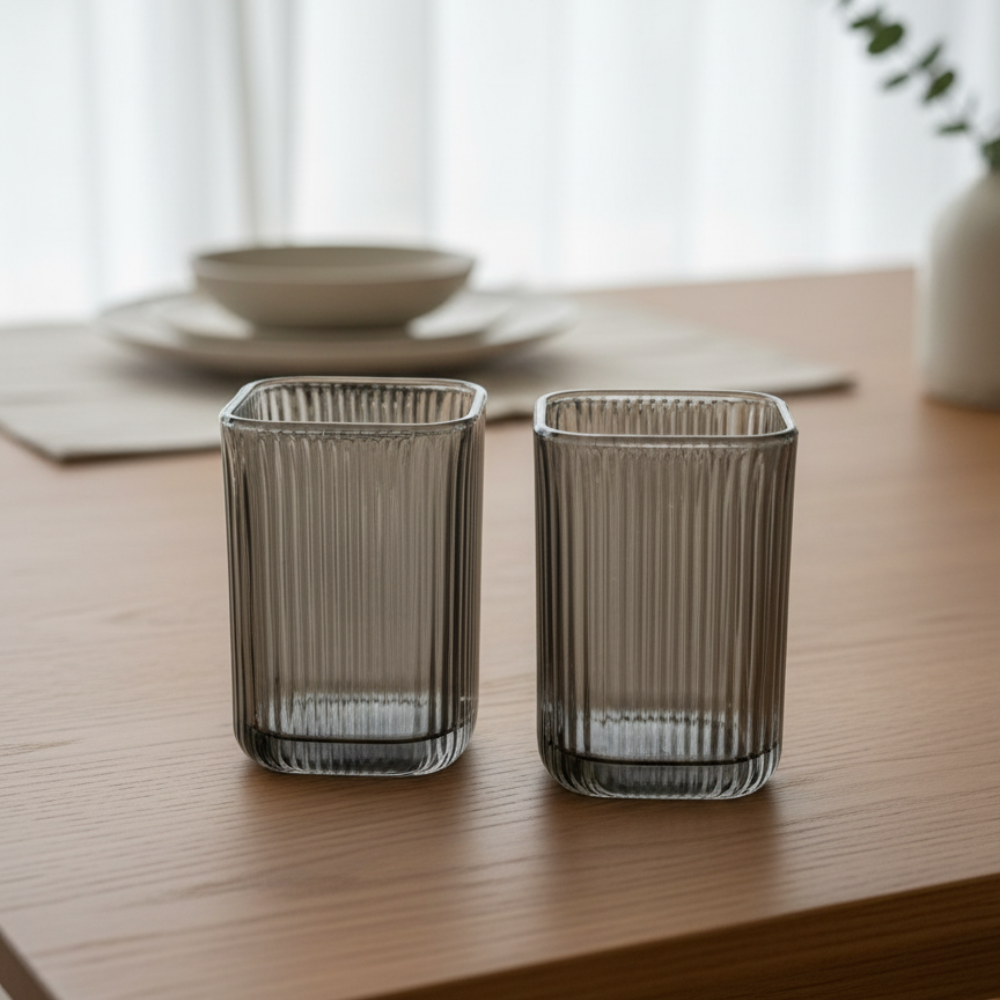 Set x 6 vasos bajos Cube Grey por mayor - Bazar Mayorista