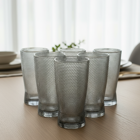 Set x 6 vasos altos Dot Grey por mayor - Bazar Mayorista