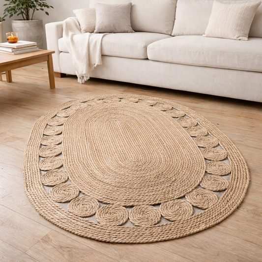 Alfombra Sol Oval con borde por mayor - Bazar Mayorista