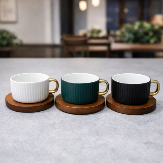 Taza ceramica Line wood por mayor - Bazar Mayorista