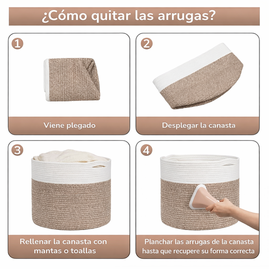 Canasto de guardado franja natural 55x35 cm por mayor - Bazar Mayorista