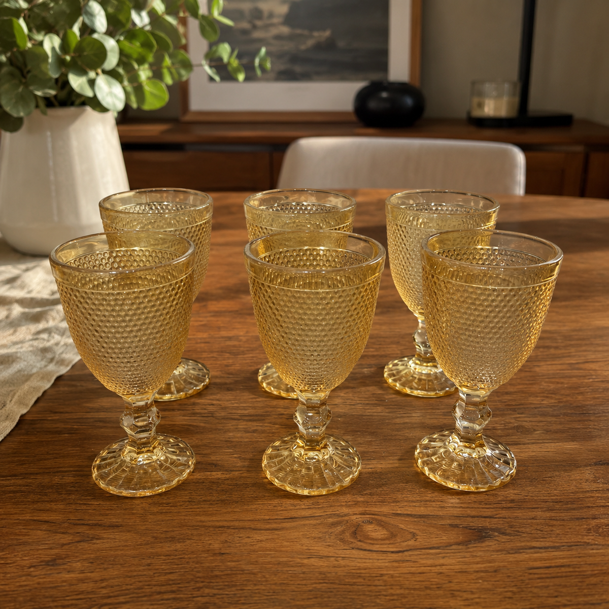 Set x6 copas de vino Dot gold