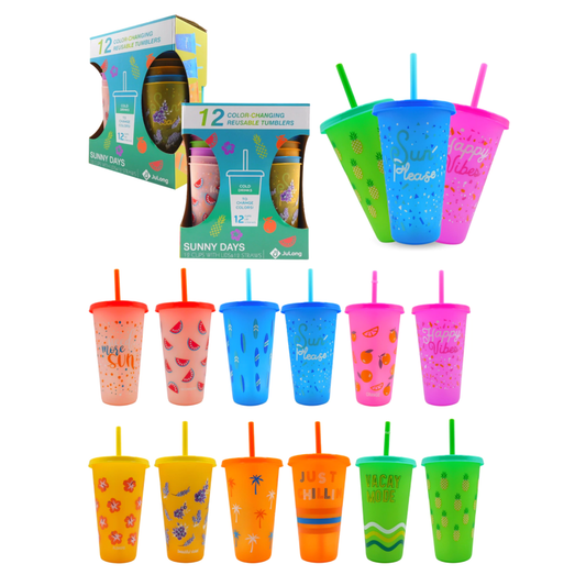 Vaso Magico con sorbete y tapa por mayor - Bazar Mayorista