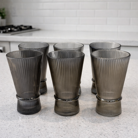 Set x 6 vasos Altos White Corner grey por mayor - Bazar Mayorista