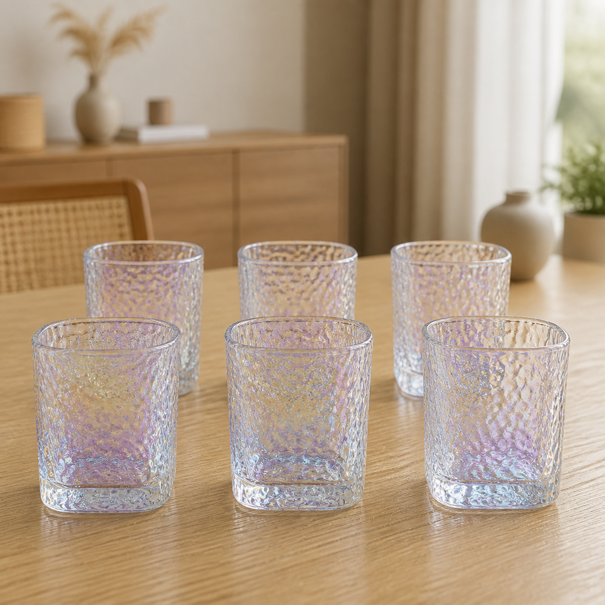 RM42-93 - Set x6 vasos Square Mouth bajos Tornasol - set x6