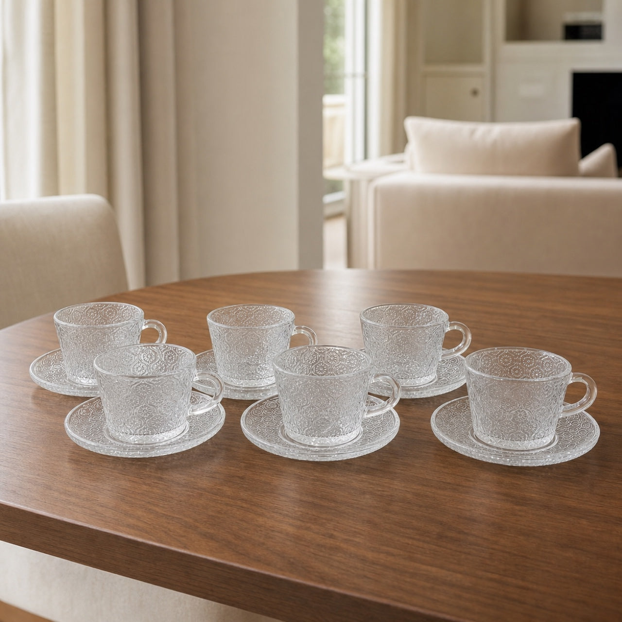 Set x6 Tazas con plato de vidrio Margarita Colorfull