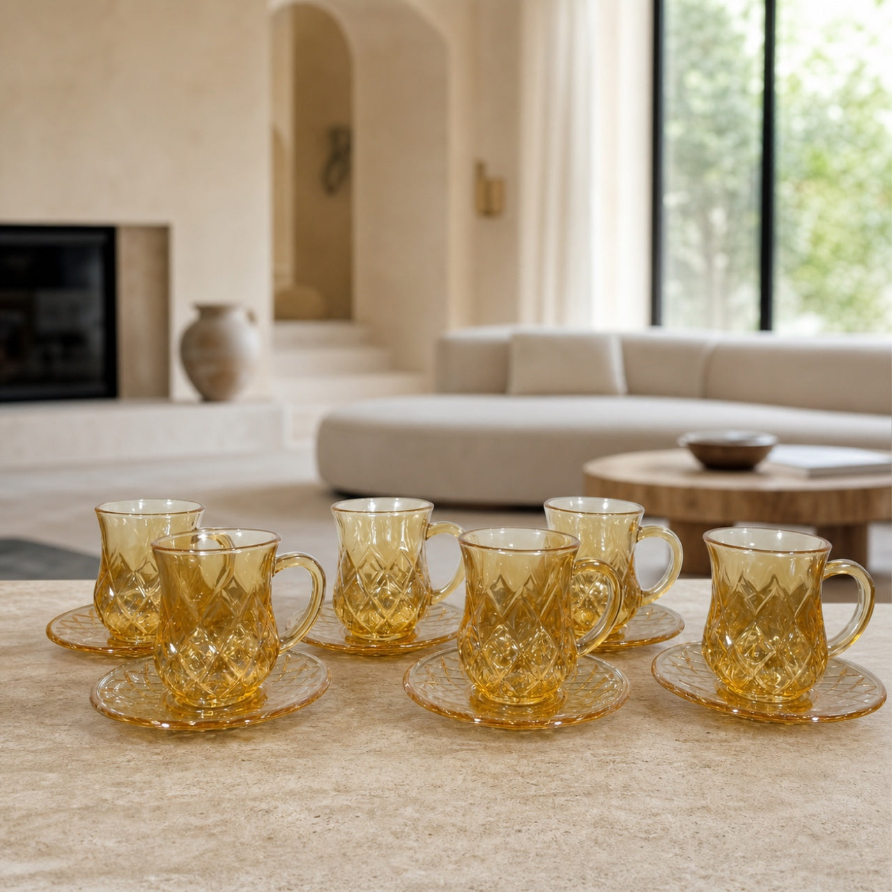 Set x6 Tazas con plato Ice Gold