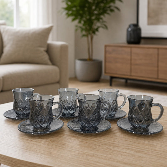 Set x6 Tazas con plato Ice Grey