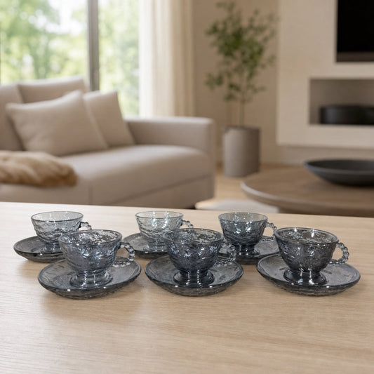 Set x6 Tazas con plato Alaska Grey