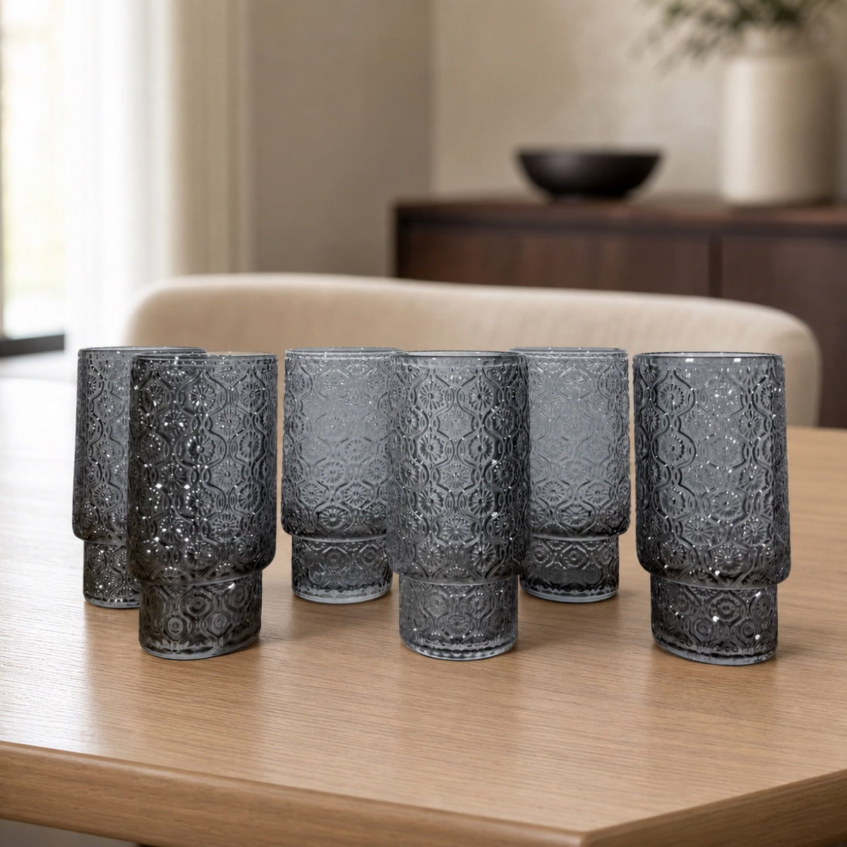 Set x6 Vasos de vidrio largos Margarita Grey