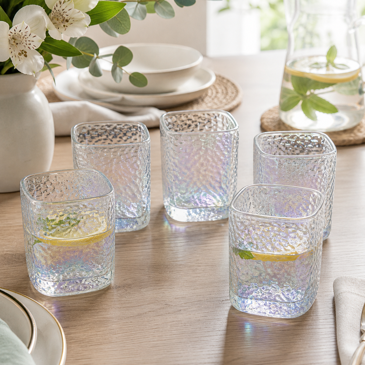 Set x6 vasos Square Mouth bajos Tornasol lifestyle RM42-93