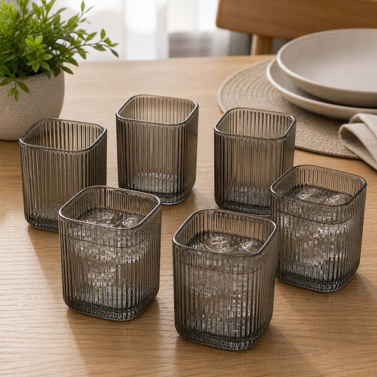 Set x 6 vasos bajos Cube Grey lifestyle RM42-100