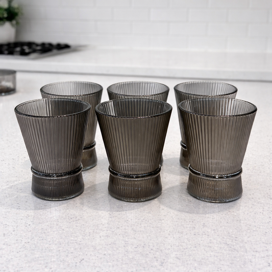 Set x 6 vasos Cortos White Corner Grey por mayor - Bazar Mayorista