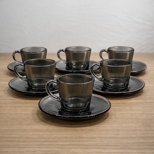 Set x 6 tazas de café Corner Grey por mayor - Bazar Mayorista