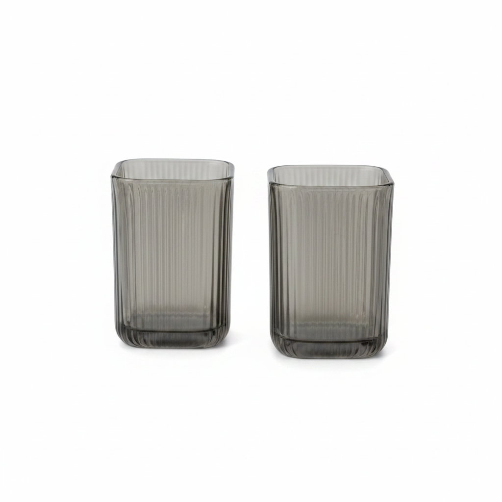 Set x 6 vasos bajos Cube Grey fondo blanco